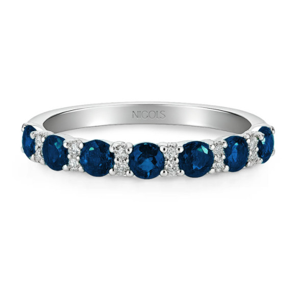 Anillo Diamantes Zafiro Oro Blanco Azalea - Anillos de Zafiro
