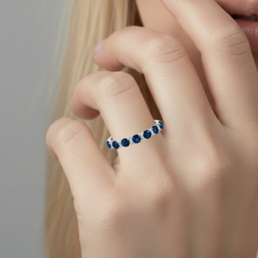 Anillo Diamantes Zafiro Oro Blanco Azalea - Anelli zaffiro 2