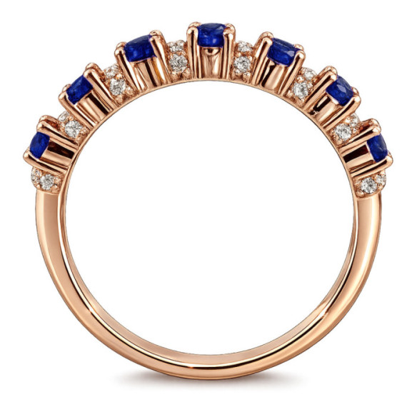 Anillo Diamantes Zafiro Oro Rosa Azalea - Anéis de safira