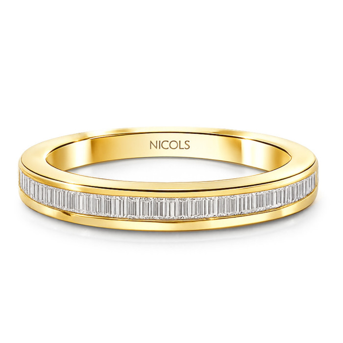 Anillo Alianza Abelia 0.30 Oro Amarillo - Talla Baguette