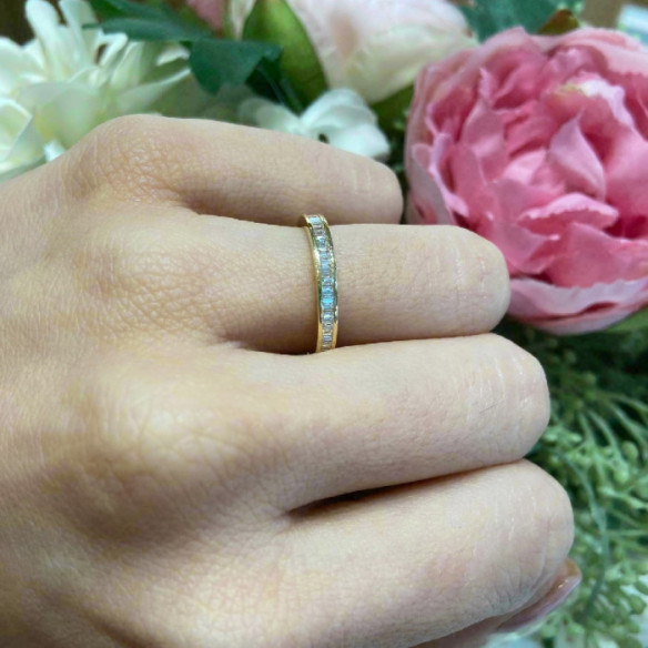 Alliance Ring ABELIA 0.30 Yellow Gold - Carving baguette