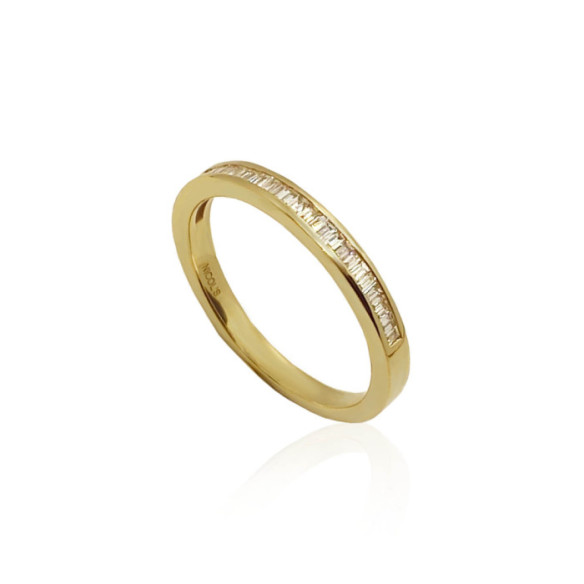 Anillo Alianza Abelia 0.30 Oro Amarillo - Talla Baguette