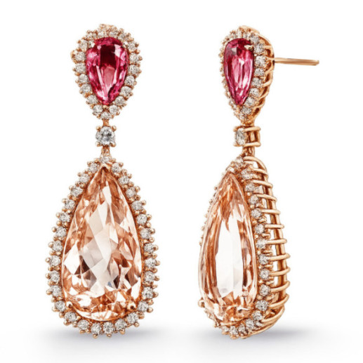 Pendientes Red Carpet Zafiro rosa pera y Morganita - Saphirohrringe