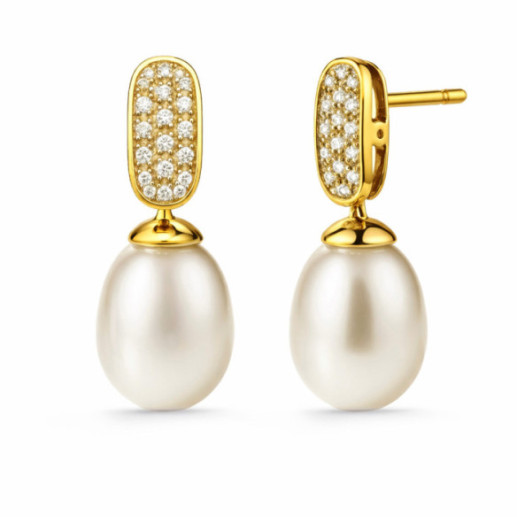 Pearl and Diamond Bride Serenity Earrings 0.25 Ct - Pearl Earrings