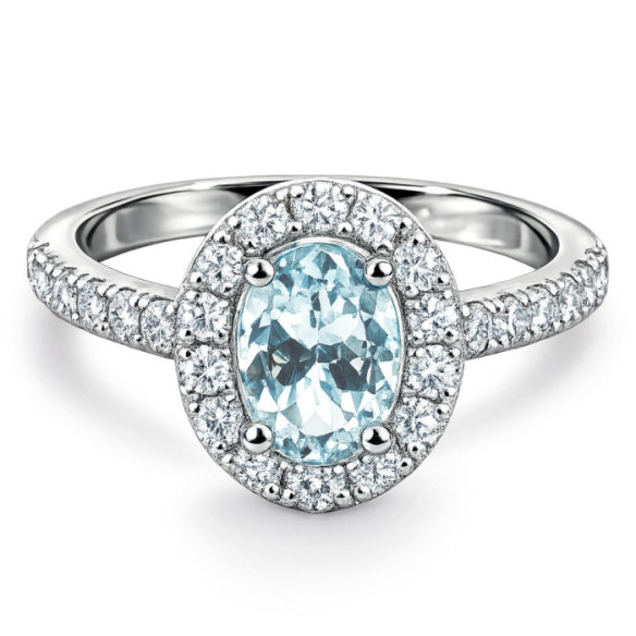Anillo aguamarina 1,70 y diamantes Dalia - Bagues Autres pierres précieuses