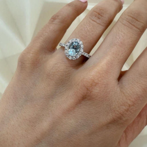 Anillo aguamarina 1,70 y diamantes Dalia - Ringe andere Edelsteine 2
