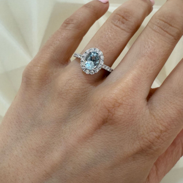 Anillo aguamarina 1,70 y diamantes Dalia - Ringe andere Edelsteine