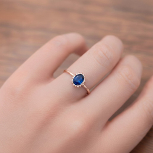 Anillo Topacio London Azul y Diamantes Oro Rosa Candy - Ringe andere Edelsteine 2