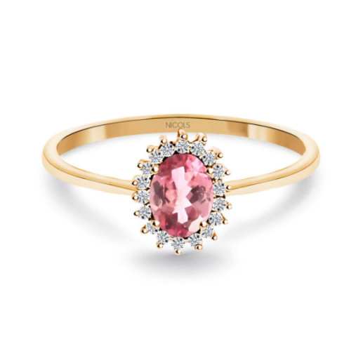 Anillo Turmalina Rosa y Diamantes Oro Rosa Candy - Anelli altre pietre preziose