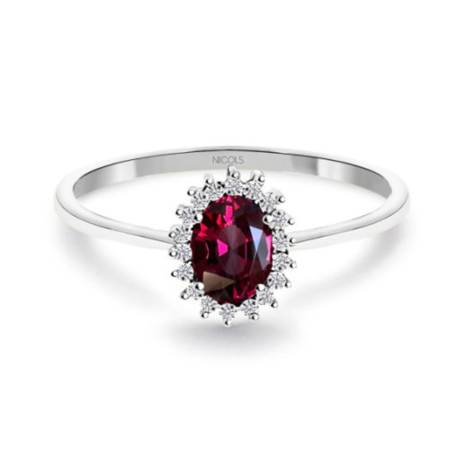 Anillo Rodolita y Diamantes Oro Blanco Candy - Anelli altre pietre preziose