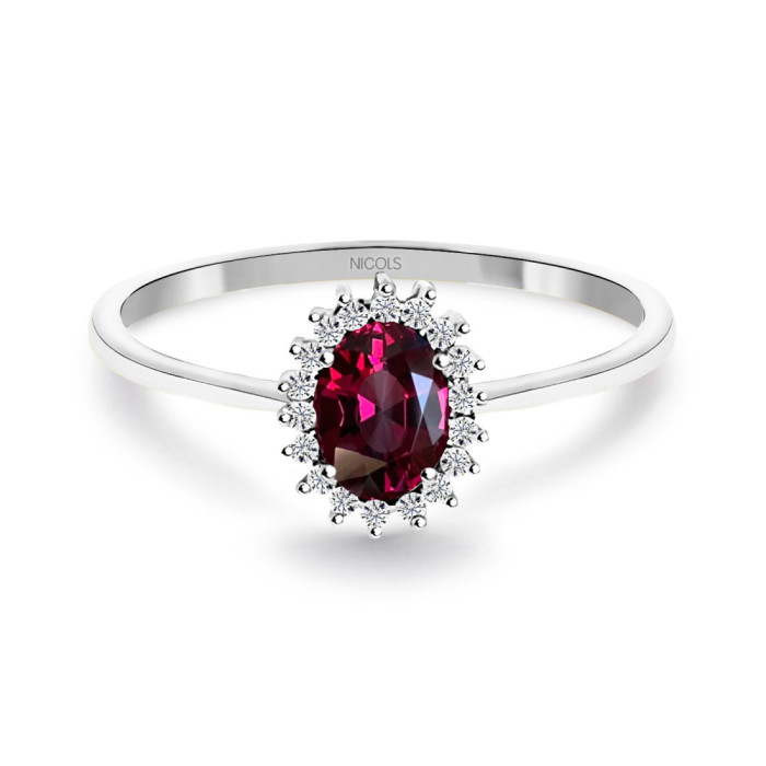 Anillo Rodolita y Diamantes Oro Blanco Candy - Anéis Outras pedras preciosas