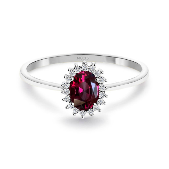 Anillo Rodolita y Diamantes Oro Blanco Candy - Anelli altre pietre preziose
