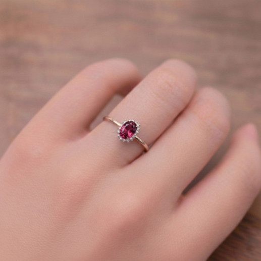 Anillo Rodolita y Diamantes Oro Blanco Candy - Anéis Outras pedras preciosas 2
