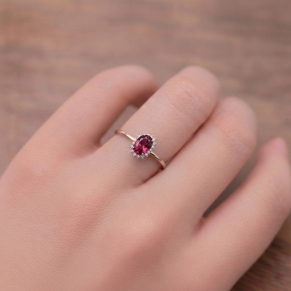Anillo Rodolita y Diamantes Oro Blanco Candy - Bagues Autres pierres précieuses
