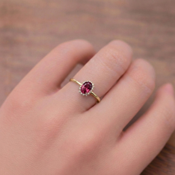 Anillo Rodolita y Diamantes Oro Amarillo Candy - Ringe andere Edelsteine