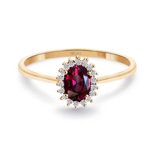 Anillo Rodolita y Diamantes Oro Rosa Candy - Anéis Outras pedras preciosas
