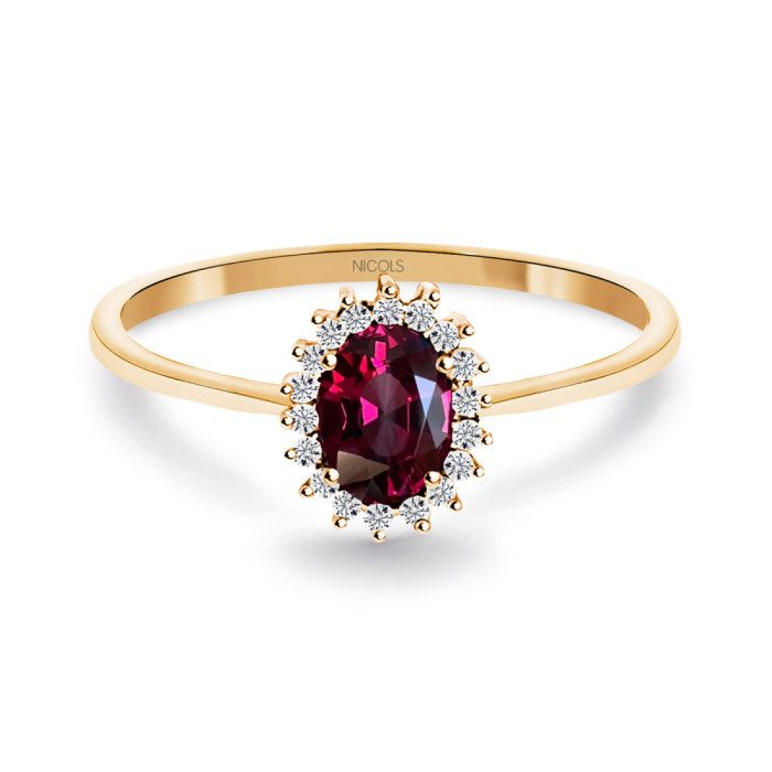 Anillo Rodolita y Diamantes Oro Rosa Candy - Anillos Otras Piedras Preciosas