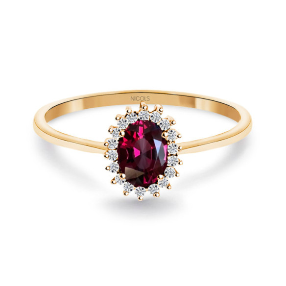 Anillo Rodolita y Diamantes Oro Rosa Candy - Anillos Otras Piedras Preciosas