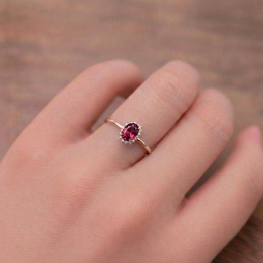 Anillo Rodolita y Diamantes Oro Rosa Candy - Bagues Autres pierres précieuses 2