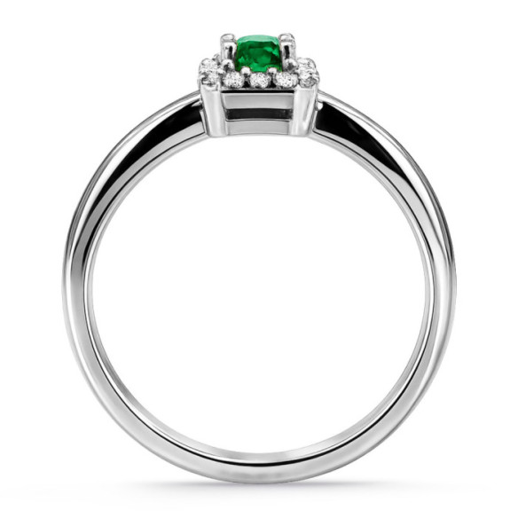 Sunset Rectangle Emerald Ring 0.40Ct White Gold - Anniversary Rings