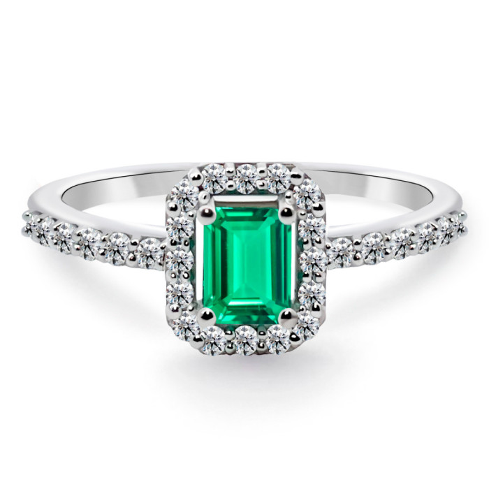 Anillo Esmeralda Sunset Rectangle 0.40Ct Oro Blanco - ANILLOS