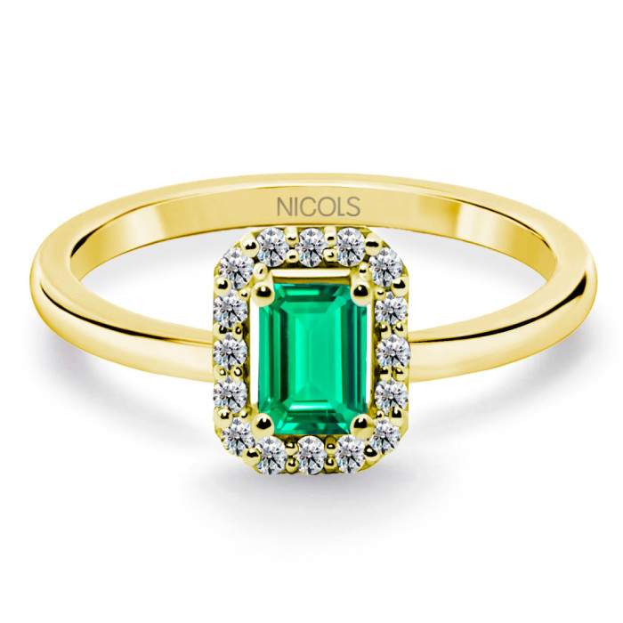 Anillo Esmeralda Sunset Rectangle 0.40Ct Oro Amarillo - Impegno di anniversario degli anelli