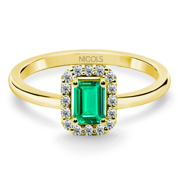 Anillo Esmeralda Sunset Rectangle 0.40Ct Oro Amarillo - Bagues de fiançailles d'anniversaire