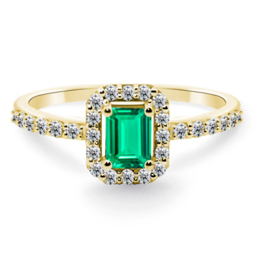 Anillo Esmeralda Sunset Rectangle 0.40Ct Oro Amarillo - Anillos Compromiso Aniversario