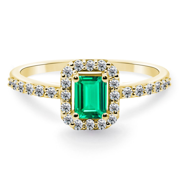 Anillo Esmeralda Sunset Rectangle 0.40Ct Oro Amarillo - Impegno di anniversario degli anelli