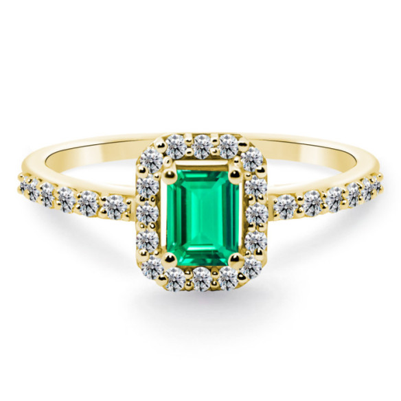 Anillo Esmeralda Sunset Rectangle 0.40Ct Oro Amarillo - Jubiläums Verlobungsringe
