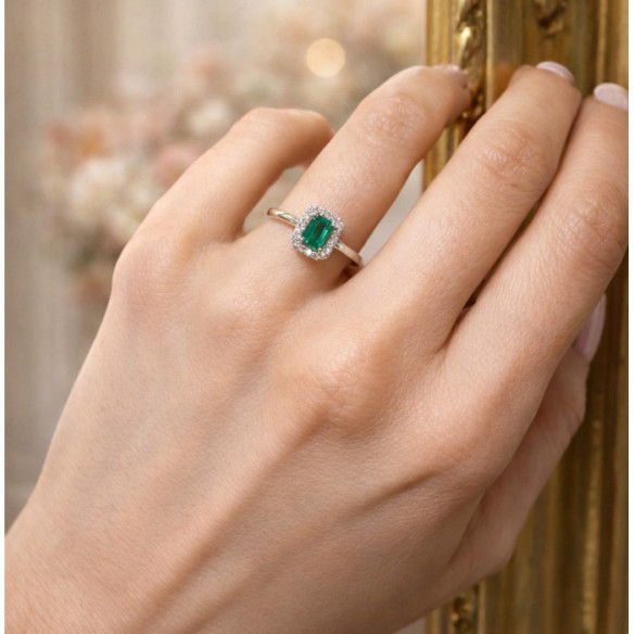 Anillo Esmeralda Sunset 0.55 Ct - Anillos Compromiso Aniversario