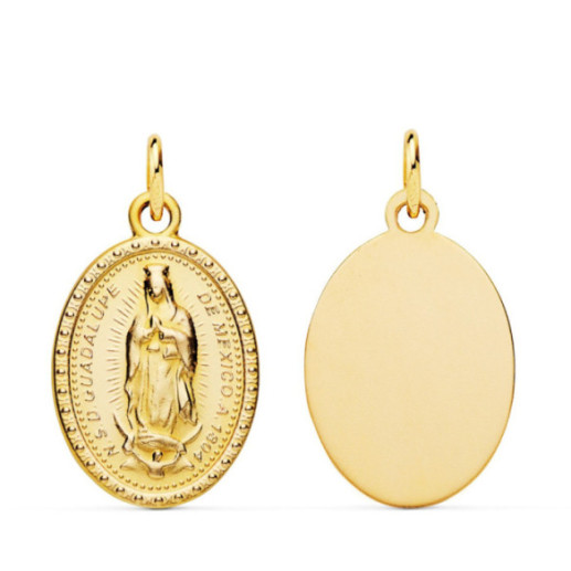 Medalla 20Mm Virgen De Guadalupe Mexicana 18K Oval - Jungfrau-Medaillen