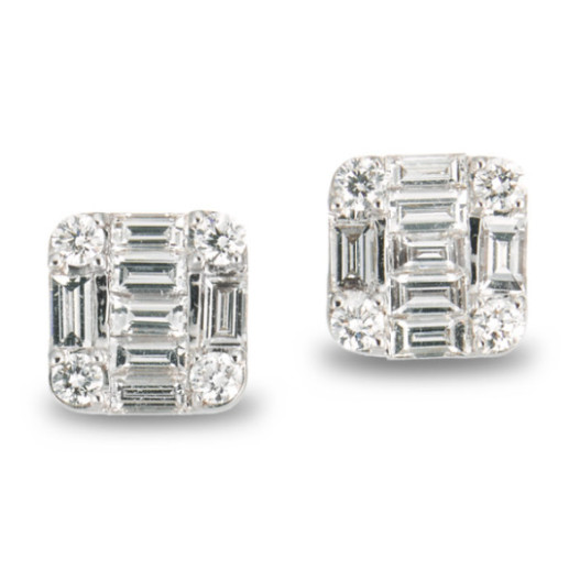 Pendientes Diamantes Dormilonas Square - Boucles d'oreilles mariées
