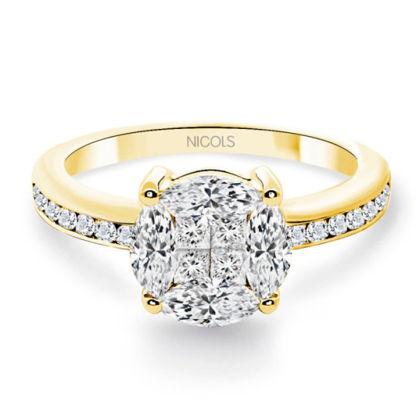 Spring Love Diamond Rosette Ring in Yellow Gold - Engagement rings Rosette