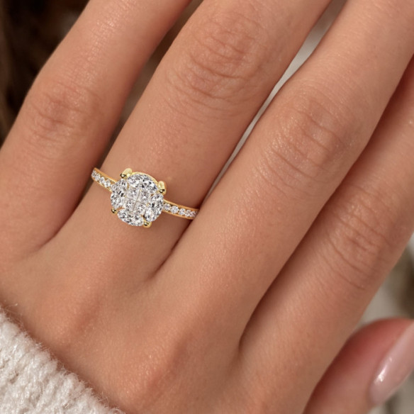 Spring Love Diamond Rosette Ring in Yellow Gold - Engagement rings Rosette