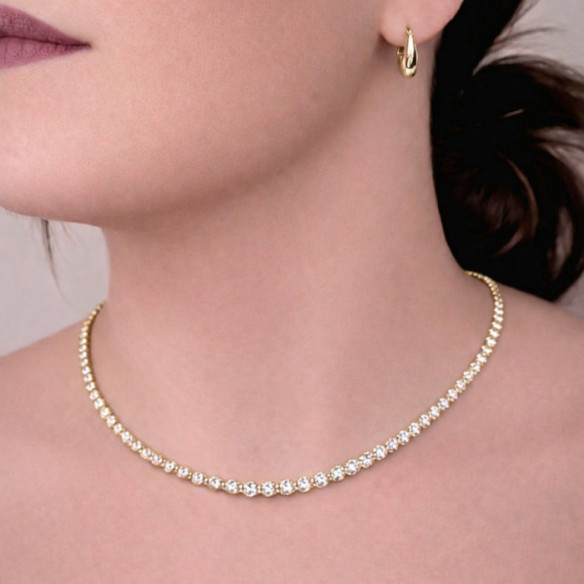 Collar Diamantes 7,00 ct Oro Amarillo Riviere 40 cm - Kragen Riviere Diamanten