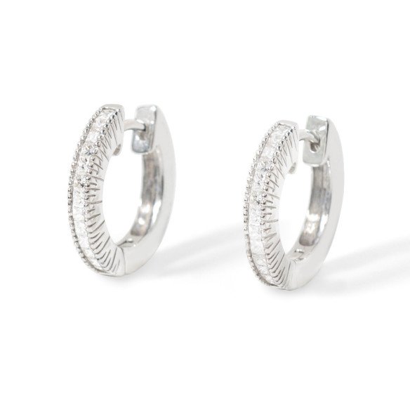 Pendientes Diamantes Oro Blanco Criolla - pendientes de aro