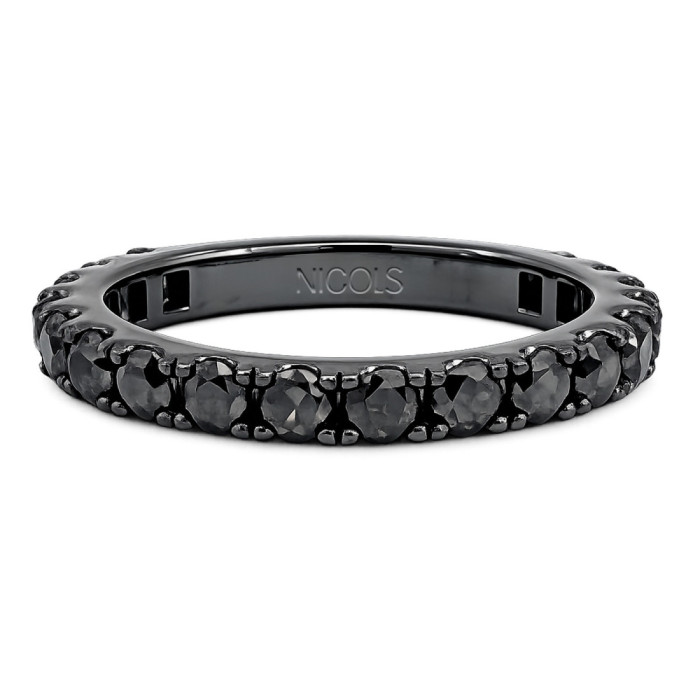Anillo Diamantes Negros Black Power - Talla Brillante