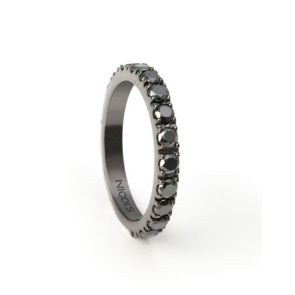 Anillo Diamantes Negros Black Power - Talla Brillante