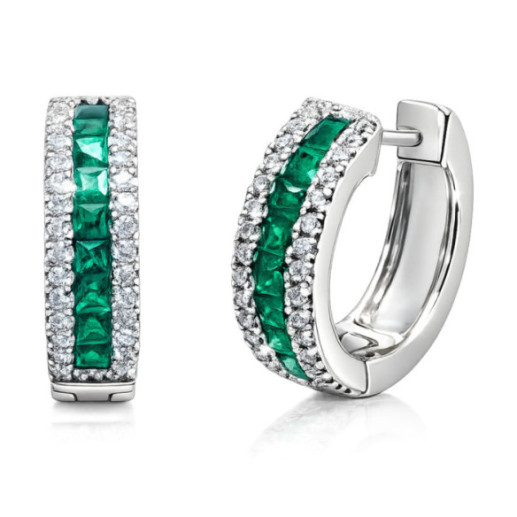 Pendientes Aro Esmeralda Diamond Color - Pendientes de Esmeraldas