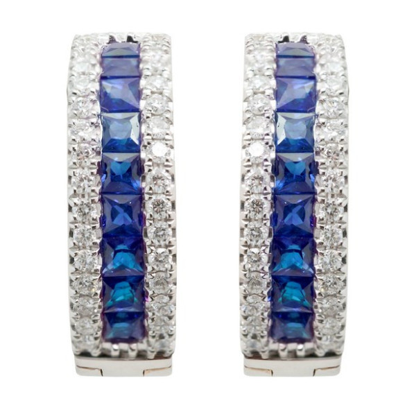 Pendientes Aro Zafiro Diamond Color - Pendientes de Zafiro