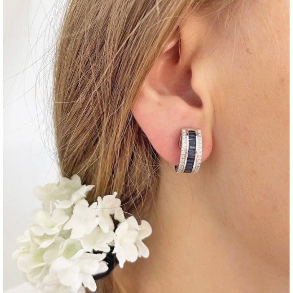 Pendientes Aro Zafiro Diamond Color - Pendientes de Zafiro