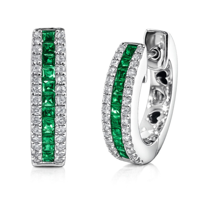 Pendientes Esmeraldas Aro Elegant - Brincos Esmeralda