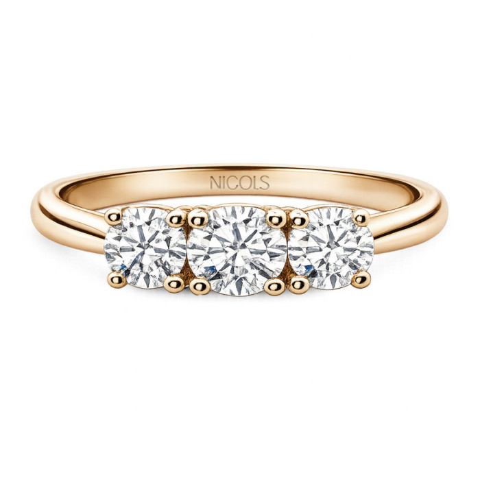 Anillo Trilogy 1.00 Diamante Oro Rosa - Diamond Tresks