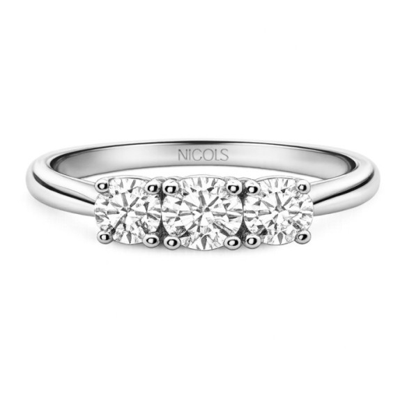 Trilogy Diamond Ring 0.80 White Gold - Brilliant Cut