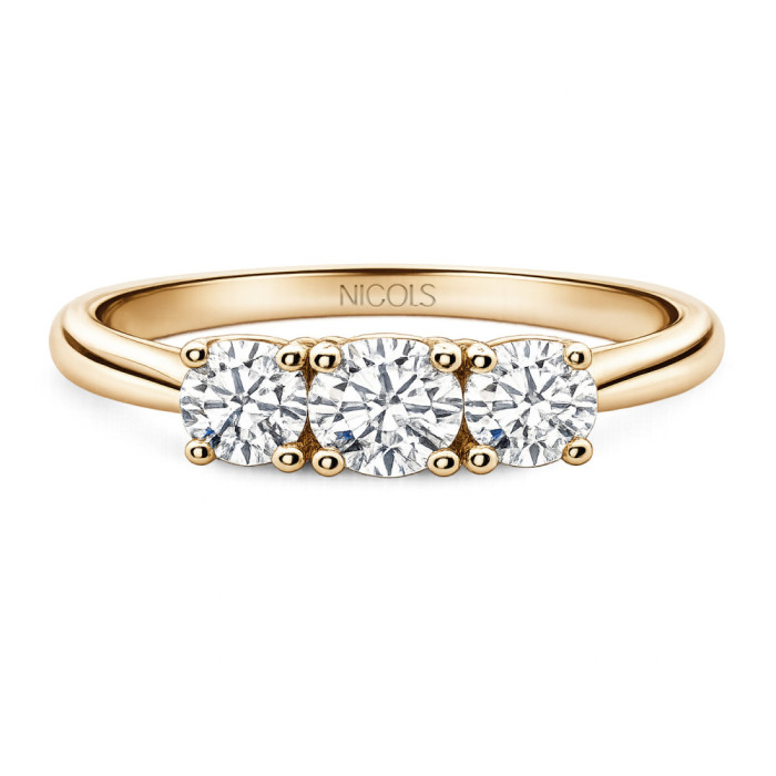 Trilogy Diamond Ring 0.80 Rose Gold - Brilliant Cut
