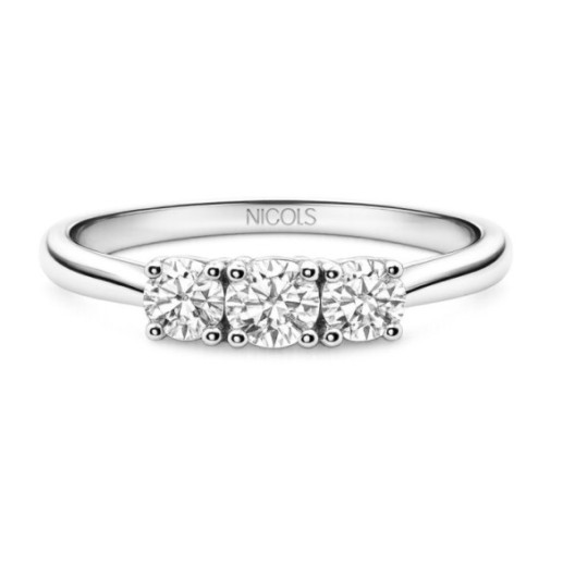 Anillo Trilogy Diamante 0.65 Oro Blanco - Anillos de Compromiso