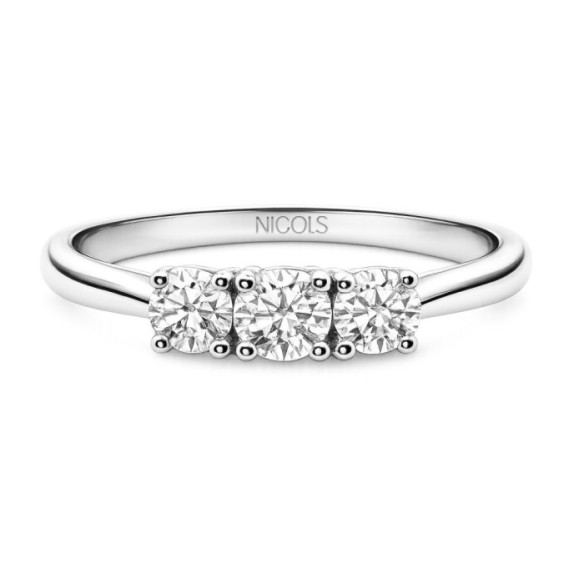 Anillo Trilogy Diamante 0.65 Oro Blanco - Anillos de Compromiso