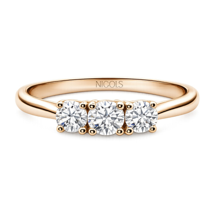 Anillo Trilogy Diamante 0.65 Oro Rosa - Anillos Oro Rosa