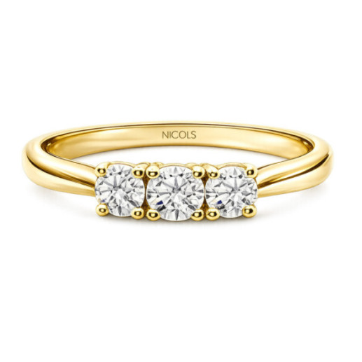 Trilogy Diamond Ring 0.50 Ct Yellow Gold - Brilliant Cut